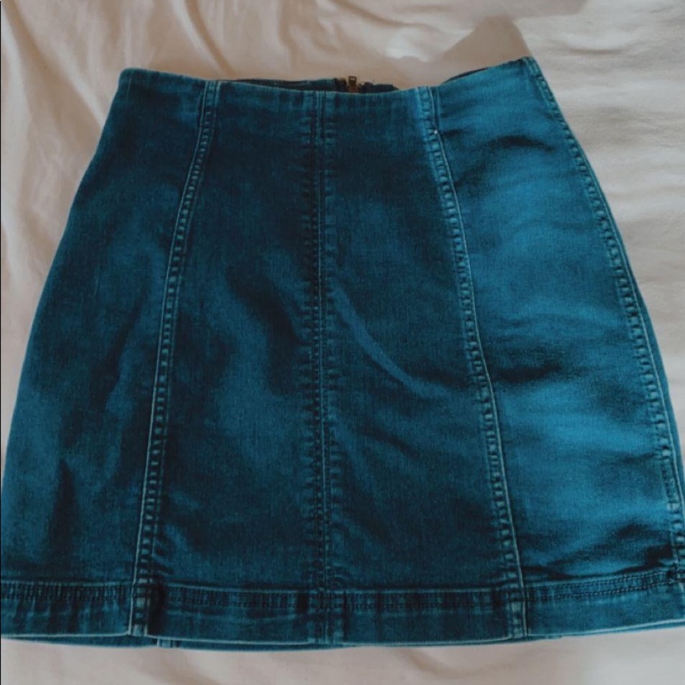 Free People Zip Up Denim Skirt